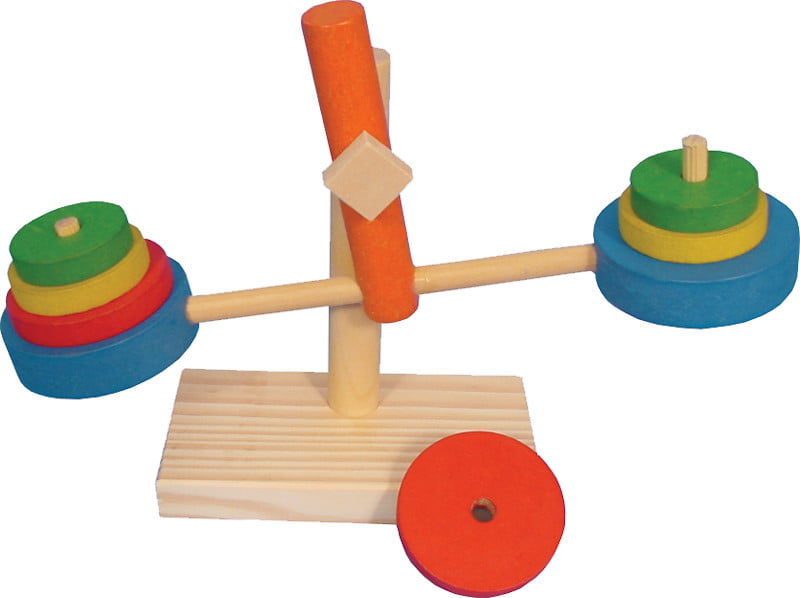 Balança para educação infantil em madeira.